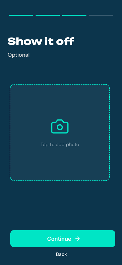Photo upload screen
